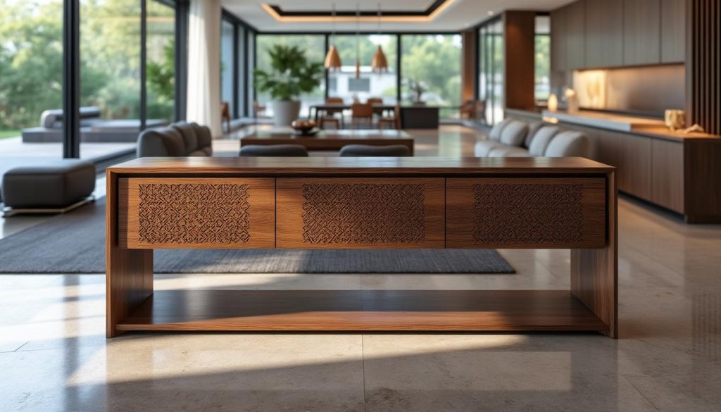 découvrez notre console originale en bois, un élément de design unique qui apportera une touche d'élégance et de chaleur à votre intérieur. parfaite pour embellir votre salon ou votre entrée, elle allie style et fonctionnalité.